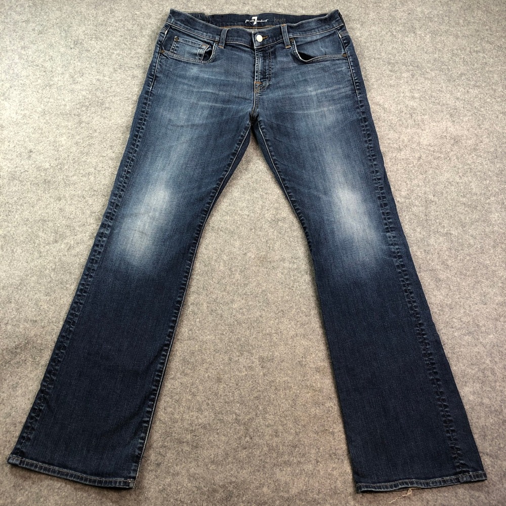 7 For All Mankind Mens Jeans 34x34 Blue Bootcut Brett Med Wash Premium Designer